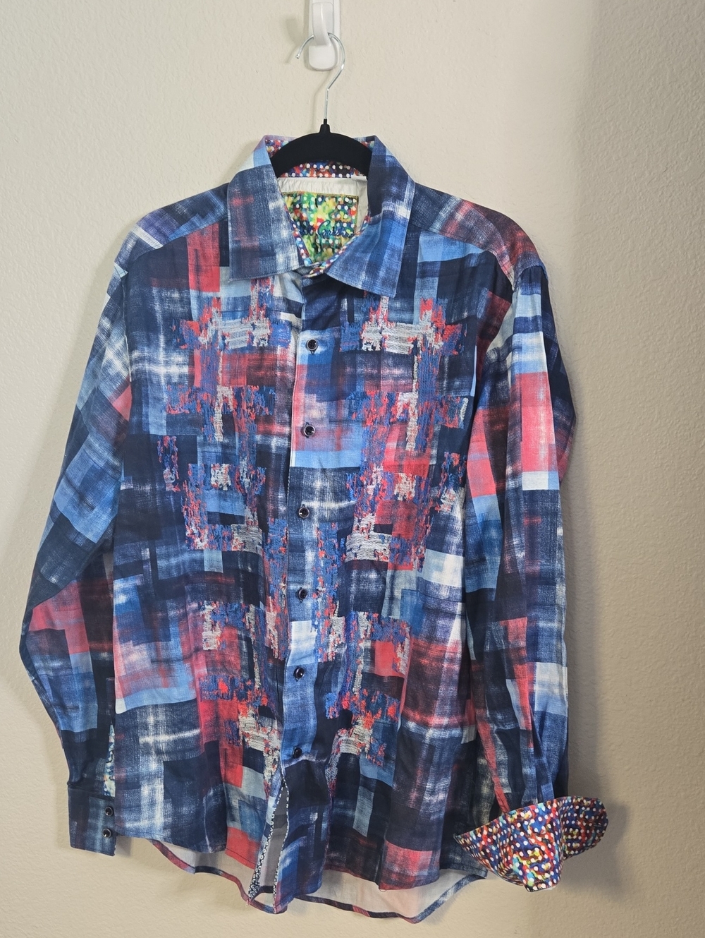 Robert Graham Navy, Blue & Red Plaid Button-Down Shirt
